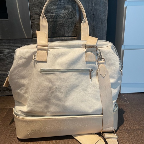 BEIS Handbags - BEIS Cream Mini Weekender Bag
